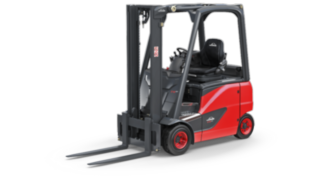 Vista del carrello elevatore elettrico a quattro ruote E16 - E20 EVO a marchio Linde Vista del carrello elevatore elettrico a quattro ruote E16 - E20 EVO a marchio Linde