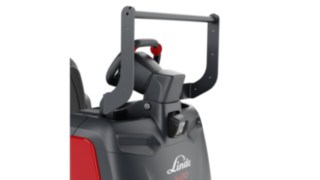 Primo piano di un carrello commissionatore con supporto per accessori