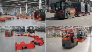 Video di diversi trenini di movimentazione Linde Material Handling