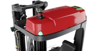Tetto di un carrello retrattile automatizzato di Linde MH con funzione di ricarica rapida Tetto di un carrello retrattile automatizzato di Linde MH con funzione di ricarica rapida