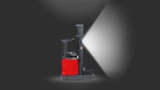 Un carrello retrattile Linde MH dotato di Linde VertiLight. Un carrello retrattile Linde MH dotato di Linde VertiLight.