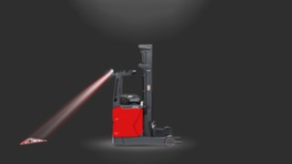 Linde TruckSpot in uso su un carrello retrattile. Linde TruckSpot in uso su un carrello retrattile.