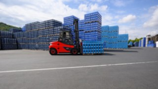 Linde E80 in azione presso Gerolsteiner Linde E80 in azione presso Gerolsteiner