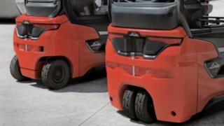 Asse sterzante dei carrelli elevatori Linde in dettaglio.