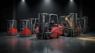 Un DJ è alla console in un magazzino, con i carrelli elevatori automatizzati di Linde Material Handling sullo sfondo.